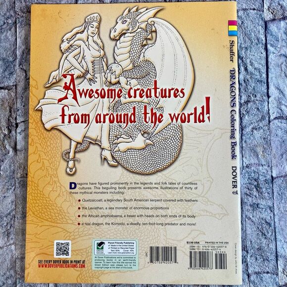 Dover Coloring Books Set of 3 Dragons Butterfly Fairies Mermaids Fantasy Fun - Picture 3 of 7